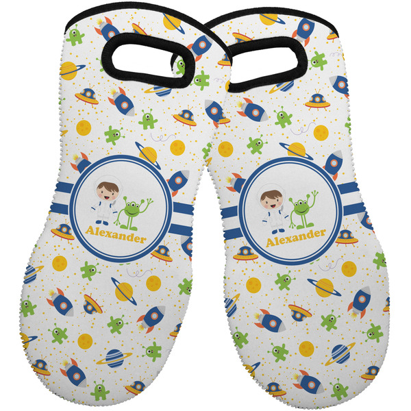 Boy's Space Themed Neoprene Oven Mitt -Set of 2 - Front