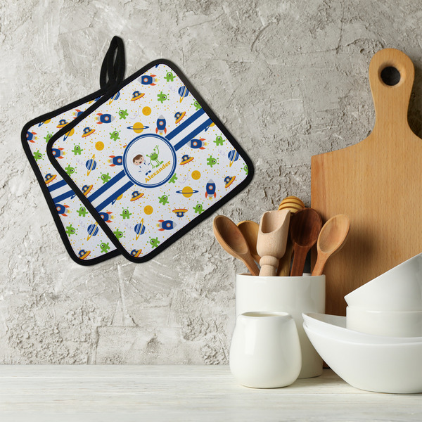 Boy's Space Themed Neoprene Pot Holder - Set of 2  LIFESTYLE