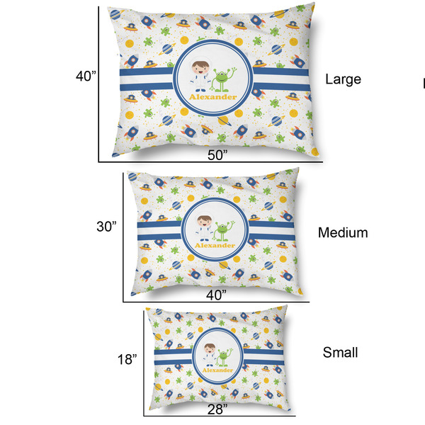 Boy's Space Themed Outdoor Dog Beds - SIZE CHART