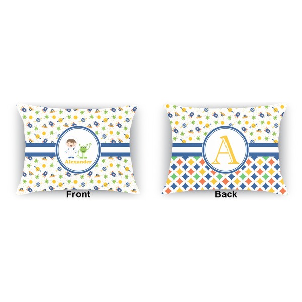 Boy's Space Themed  Outdoor Rectangular Throw Pillow (Front and Back)