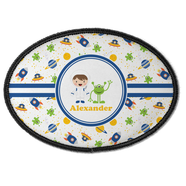 Custom Boy's Space Themed Iron On Oval Patch w/ Name or Text