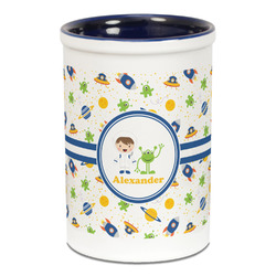 Boy's Space Themed Ceramic Pencil Holders - Blue
