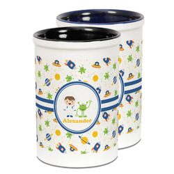 Boy's Space Themed Ceramic Pencil Holder - Large