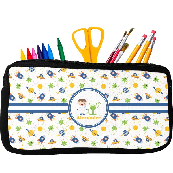 Custom Boy's Space Themed Neoprene Pencil Case (Personalized)
