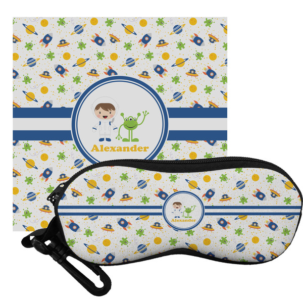 Custom Boy's Space Themed Eyeglass Case & Cloth (Personalized)