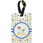Boy's Space Themed Plastic Luggage Tag - Rectangular w/ Name or Text
