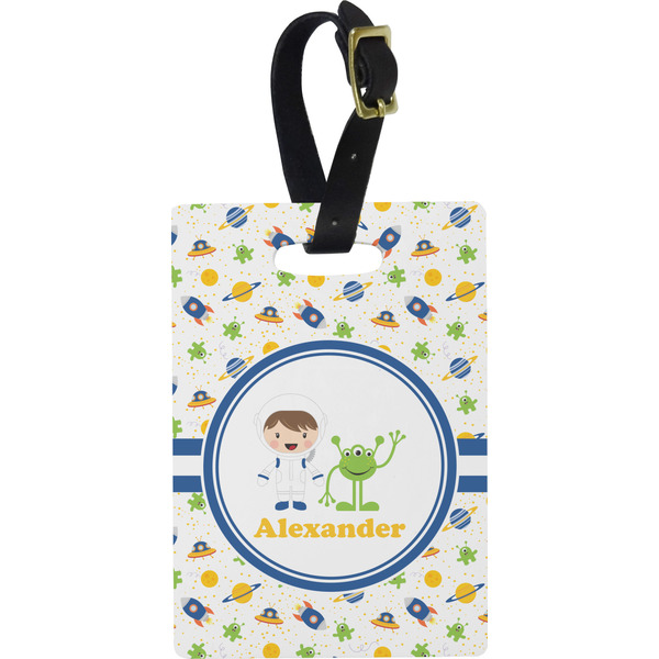 Custom Boy's Space Themed Plastic Luggage Tag - Rectangular w/ Name or Text