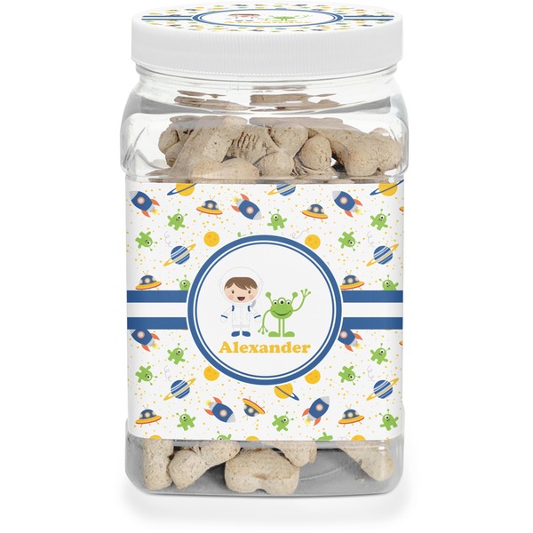 Custom Boy's Space Themed Dog Treat Jar (Personalized)
