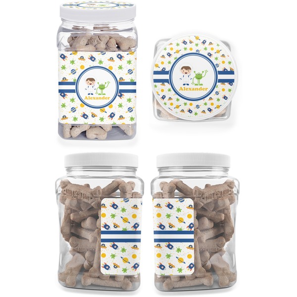 Boy's Space Themed Pet Treat Jar - Multiple Angles