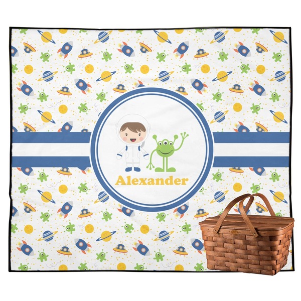 Custom Boy's Space Themed Outdoor Picnic Blanket (Personalized)