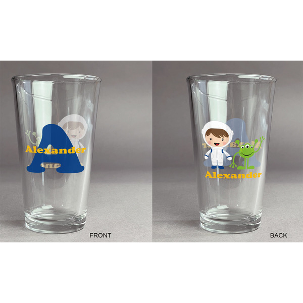 Boy's Space Themed Pint Glass - Two Content - Approval