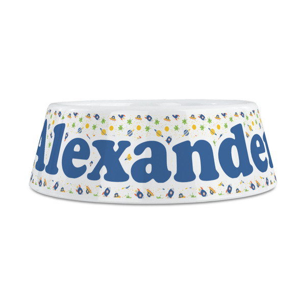 Boy's Space Themed Plastic Dog Bowls - Medium - FRONT