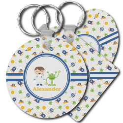 Boy's Space Themed Plastic Keychain (Personalized)
