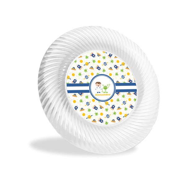 Custom Boy's Space Themed Plastic Party Appetizer & Dessert Plates - 6" (Personalized)