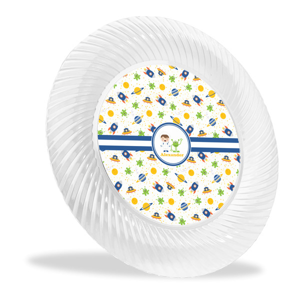 Custom Boy's Space Themed Plastic Party Dinner Plates - 10" (Personalized)