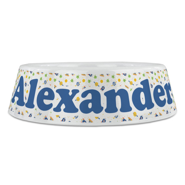 Boy's Space Themed Plastic Pet Bowls - Large - FRONT