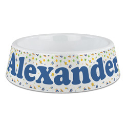 Boy's Space Themed Plastic Dog Bowl - Large (Personalized)