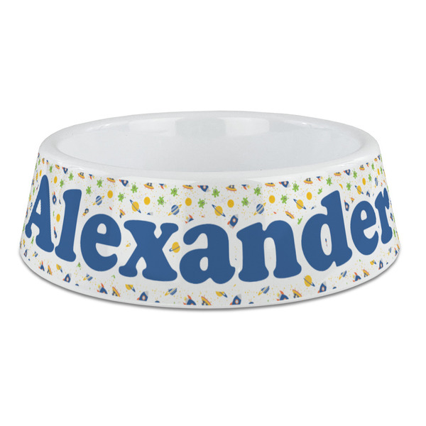 Custom Boy's Space Themed Plastic Dog Bowl - Large (Personalized)