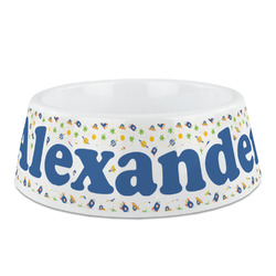 Boy's Space Themed Plastic Dog Bowl (Personalized)