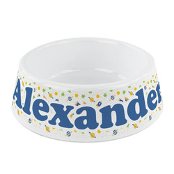 Boy's Space Themed Plastic Dog Bowl - Small (Personalized)