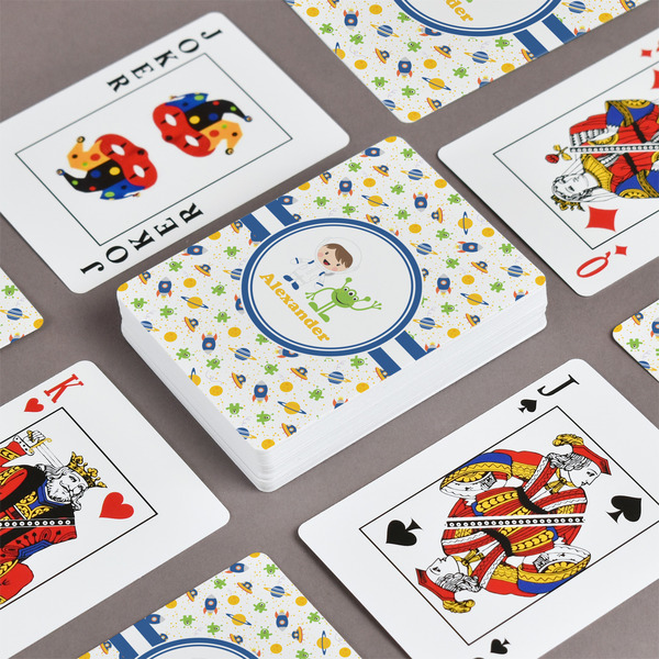 Boy's Space Themed Playing Cards - Front & Back View