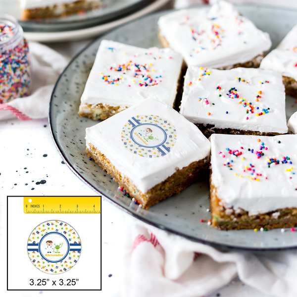 Boy's Space Themed Printed Icing Circle - Large - In Context