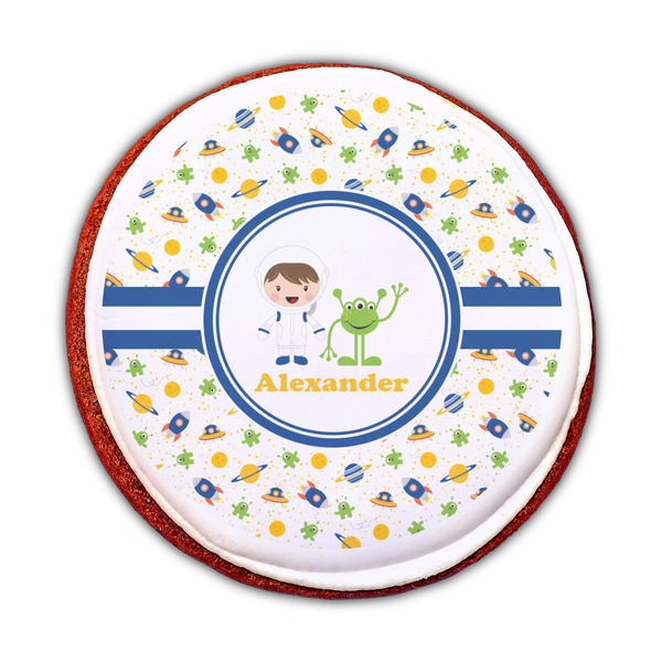 Boy's Space Themed Printed Icing Circle - Medium - On Cookie