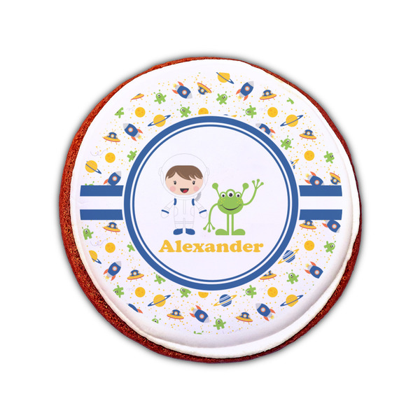 Boy's Space Themed Printed Icing Circle - Small - On Cookie