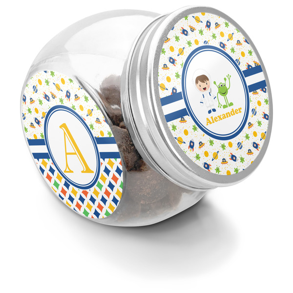 Custom Boy's Space Themed Puppy Treat Jar (Personalized)