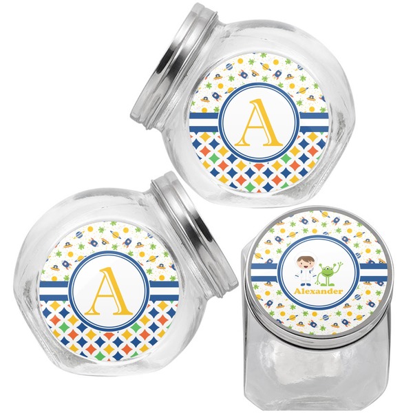 Boy's Space Themed Puppy Treat Jar - Top Left Right