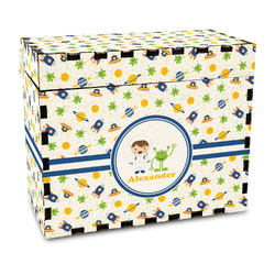 Boy's Space Themed Wood Recipe Box - Full Color Print (Personalized)