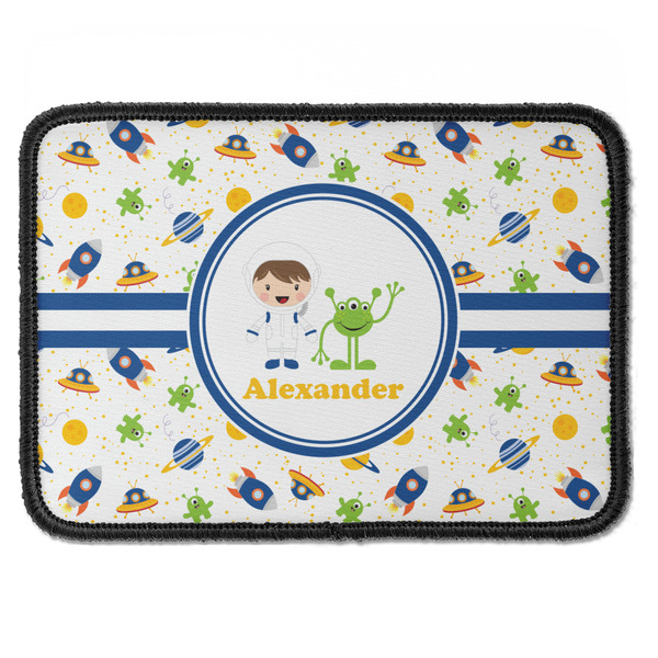 Custom Boy's Space Themed Iron On Rectangle Patch w/ Name or Text