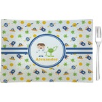Boy's Space Themed Glass Rectangular Appetizer / Dessert Plate (Personalized)