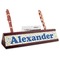 Boy's Space Themed Red Mahogany Nameplates with Business Card Holder - Angle