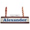 Boy's Space Themed Red Mahogany Nameplates with Business Card Holder - Straight