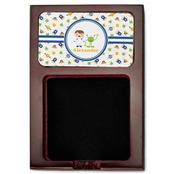 Boy's Space Themed Red Mahogany Sticky Note Holder - Flat