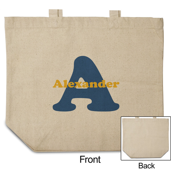 Boy's Space Themed Reusable Cotton Grocery Bag - Front & Back View