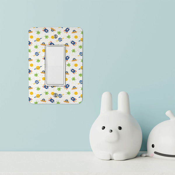 Boy's Space Themed Rocker Light Switch Covers - Single - IN CONTEXT