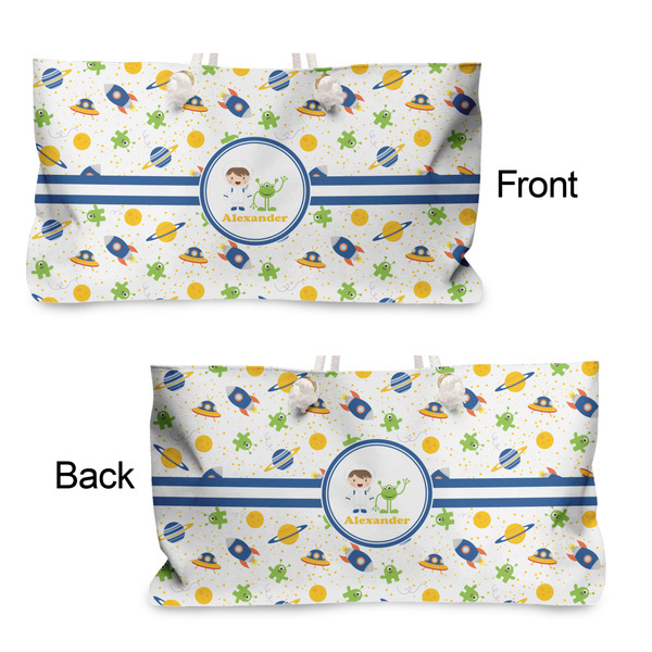 Boy's Space Themed Large Rope Tote - From & Back View