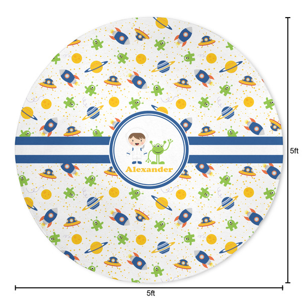 Boy's Space Themed Round Area Rug - Size