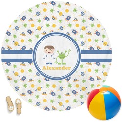 Boy's Space Themed Round Beach Towel (Personalized)