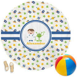 Boy's Space Themed Round Beach Towel (Personalized)