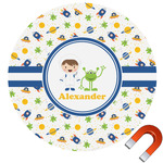 Boy's Space Themed Round Car Magnet - 10" (Personalized)