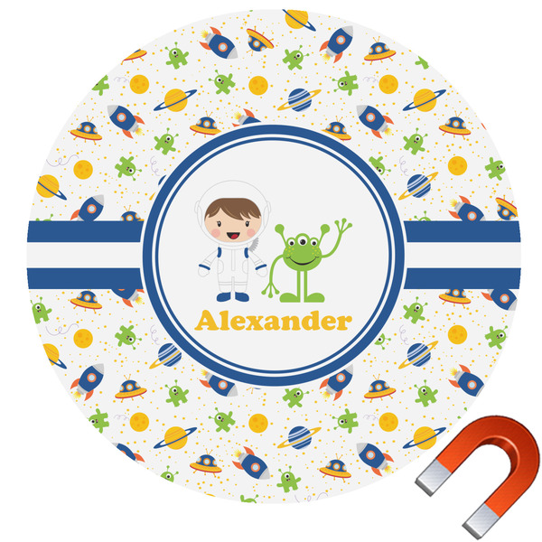 Custom Boy's Space Themed Round Car Magnet - 10" (Personalized)