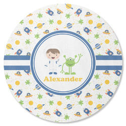 Boy's Space Themed Round Rubber Backed Coaster (Personalized)