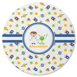 Boy's Space Themed Round Rubber Backed Coaster (Personalized)