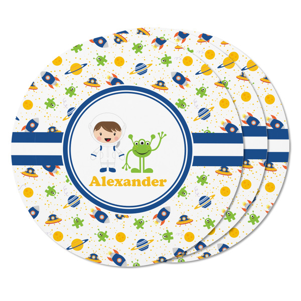 Boy's Space Themed Round Fridge Magnet - THREE