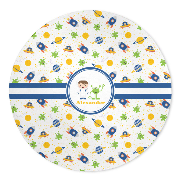 Custom Boy's Space Themed 5' Round Indoor Area Rug (Personalized)