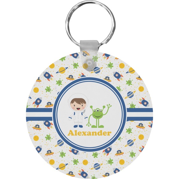 Boy's Space Themed Round Keychain (Personalized)