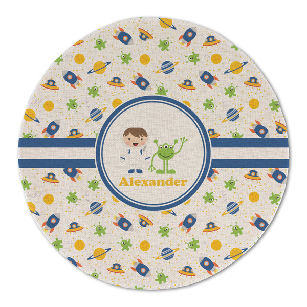 Boy's Space Themed Round Linen Placemats - FRONT (Double Sided)